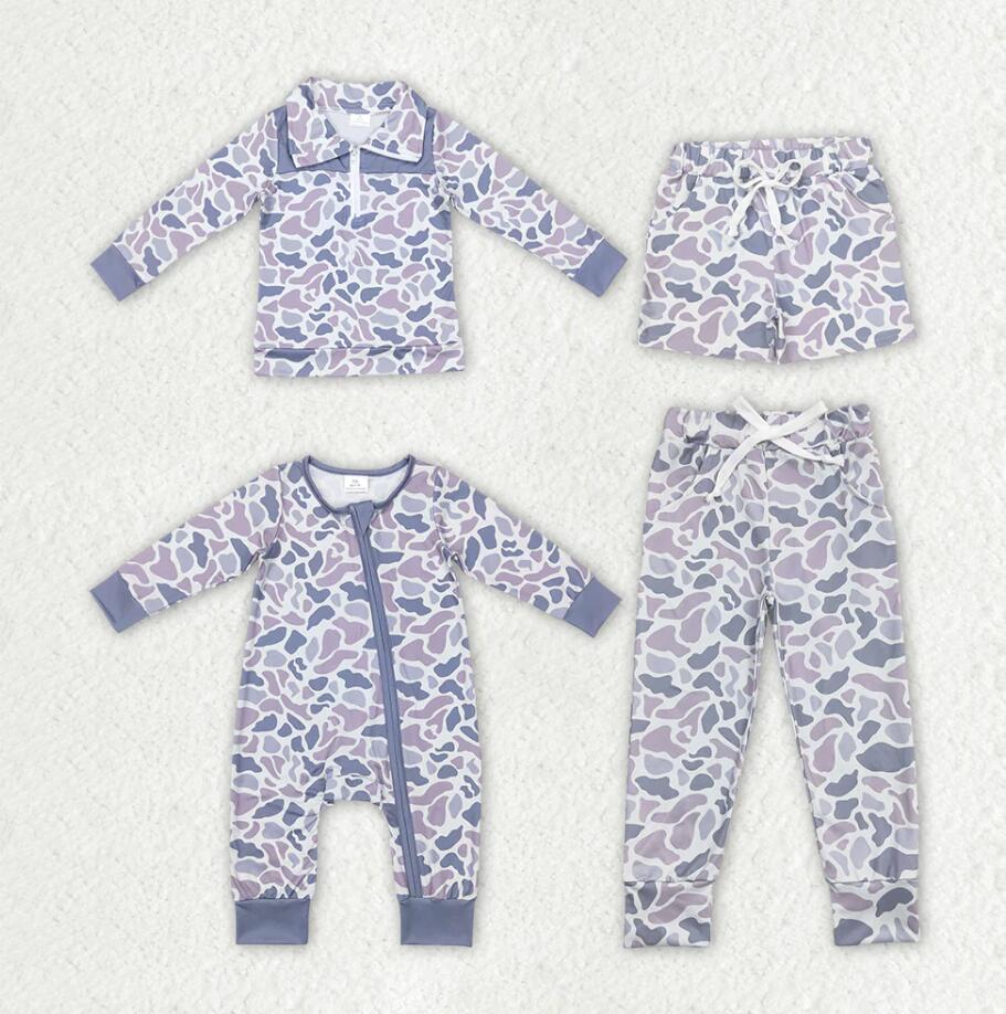 Baby Boys Grey Camo Brother Hunting Spring Summer Clothes Sets