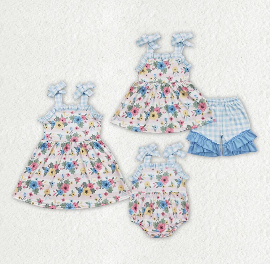 Baby Girls Pink Stripes Flowers Sister Sibling Designs Clothes Sets