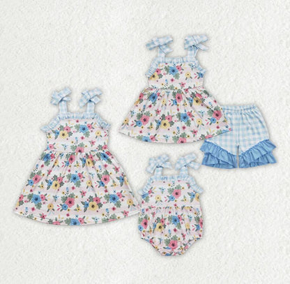 Baby Girls Pink Stripes Flowers Sister Sibling Designs Clothes Sets