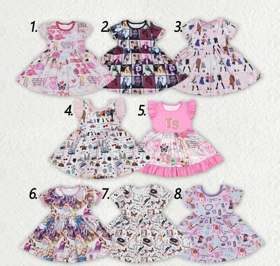 Baby Girls Pop Singer Sibling Sister Knee Length Dresses