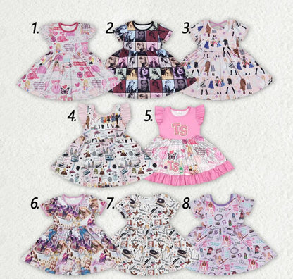 Baby Girls Pop Singer Sibling Sister Knee Length Dresses