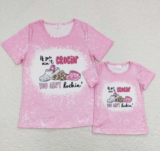 Mommy&Me summer mathing clothes ripped shoes print summer tshirt top