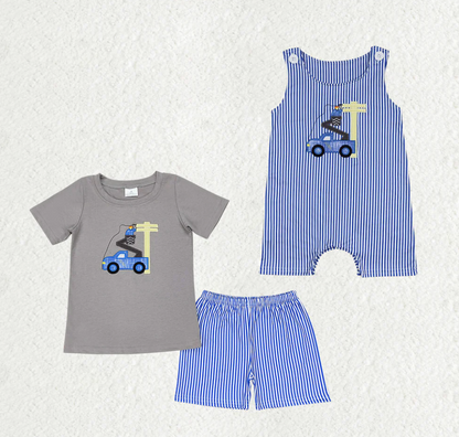 Baby Boys Construction Line Man Sibling Rompers Clothes Sets