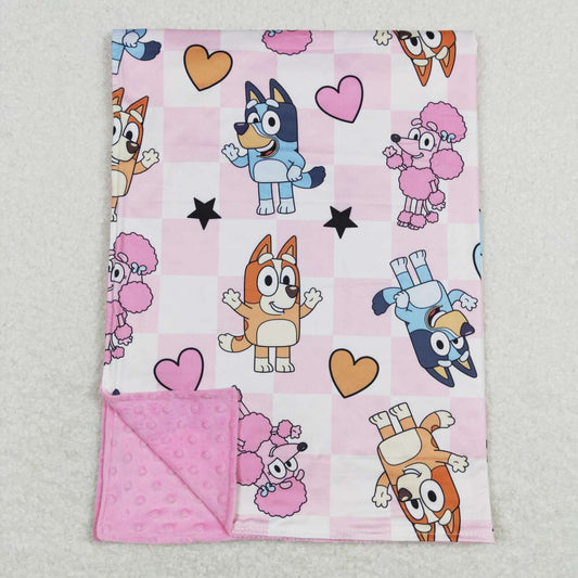 BL0114 Love pink and white checkered baby blanket