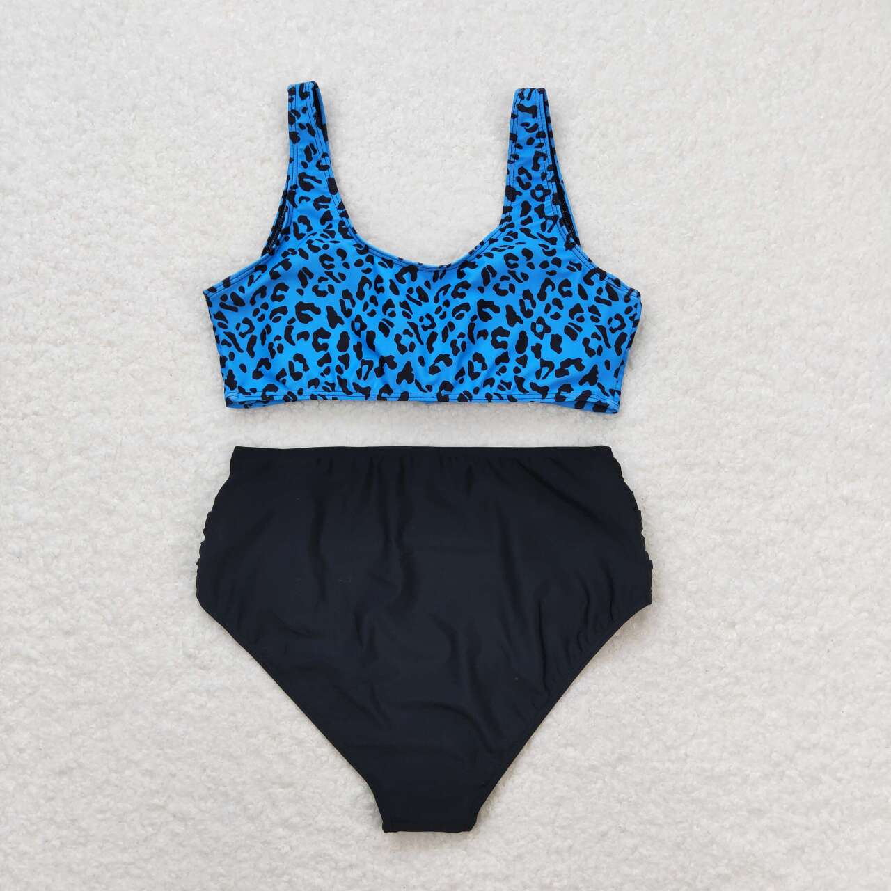 S0290 Leopard print blue and black swimsuit for adults