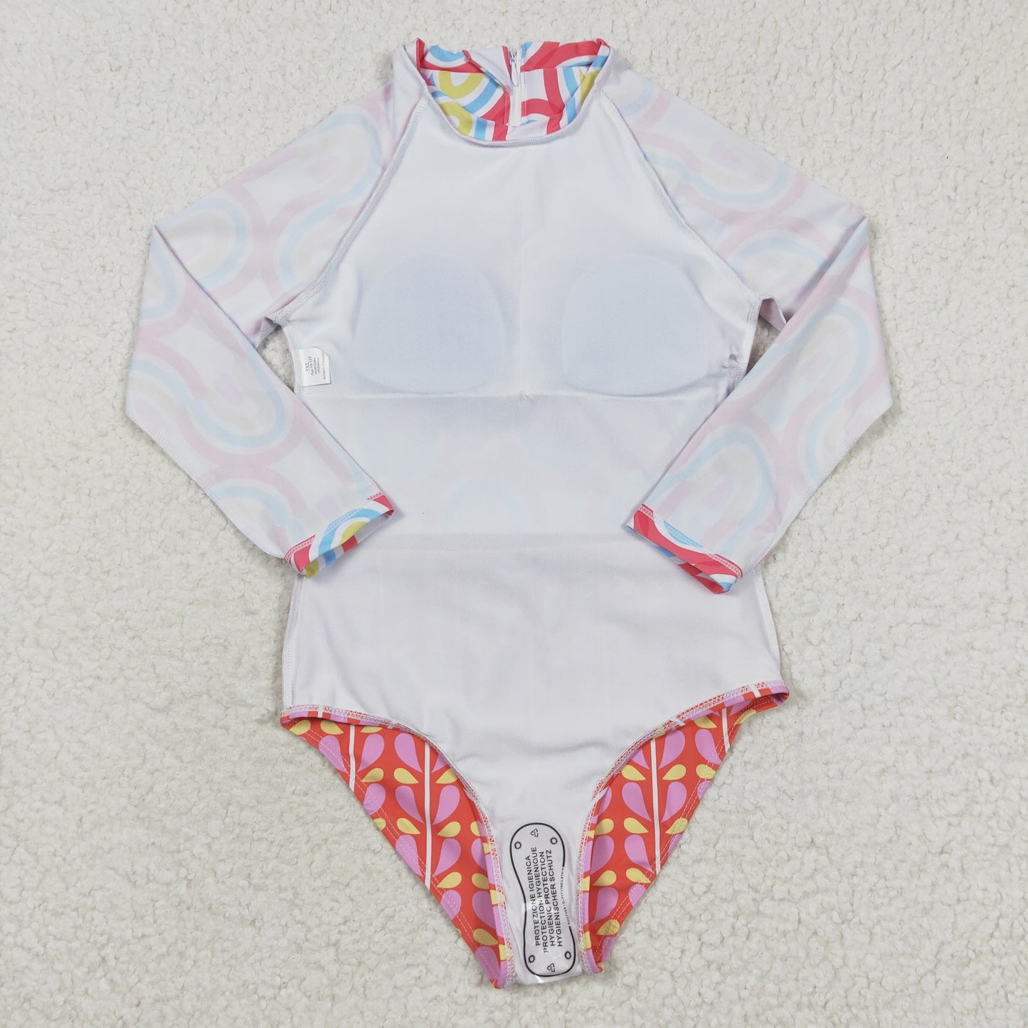 S0116 Rainbow Pink Long Sleeve Swimsuit Set