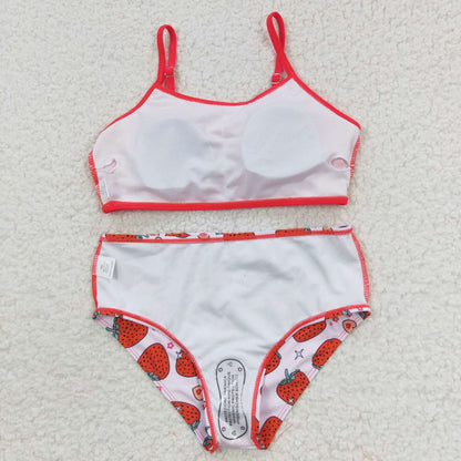 S0142 Strawberry red fringe swimsuit set