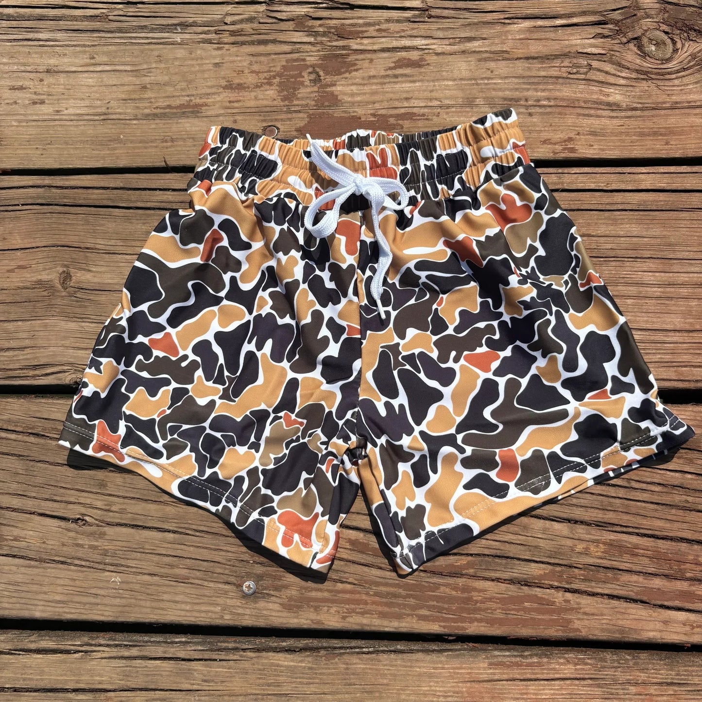 S0235 Baby Boys Summer Western Brown Camo Trunks Swimsuits Swimwear