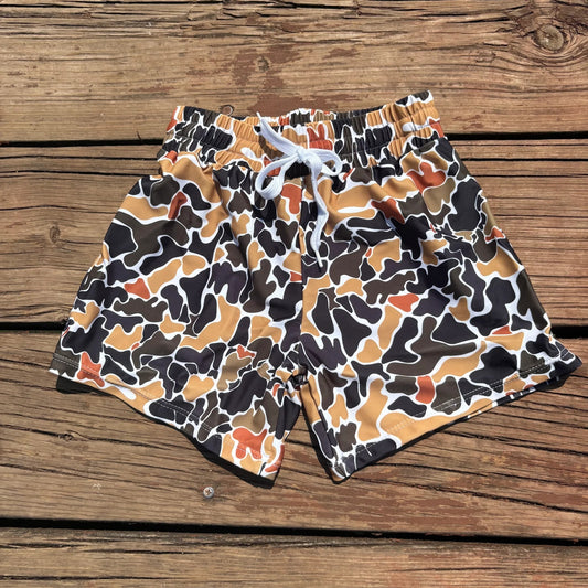 S0235 Baby Boys Summer Western Brown Camo Trunks Swimsuits Swimwear