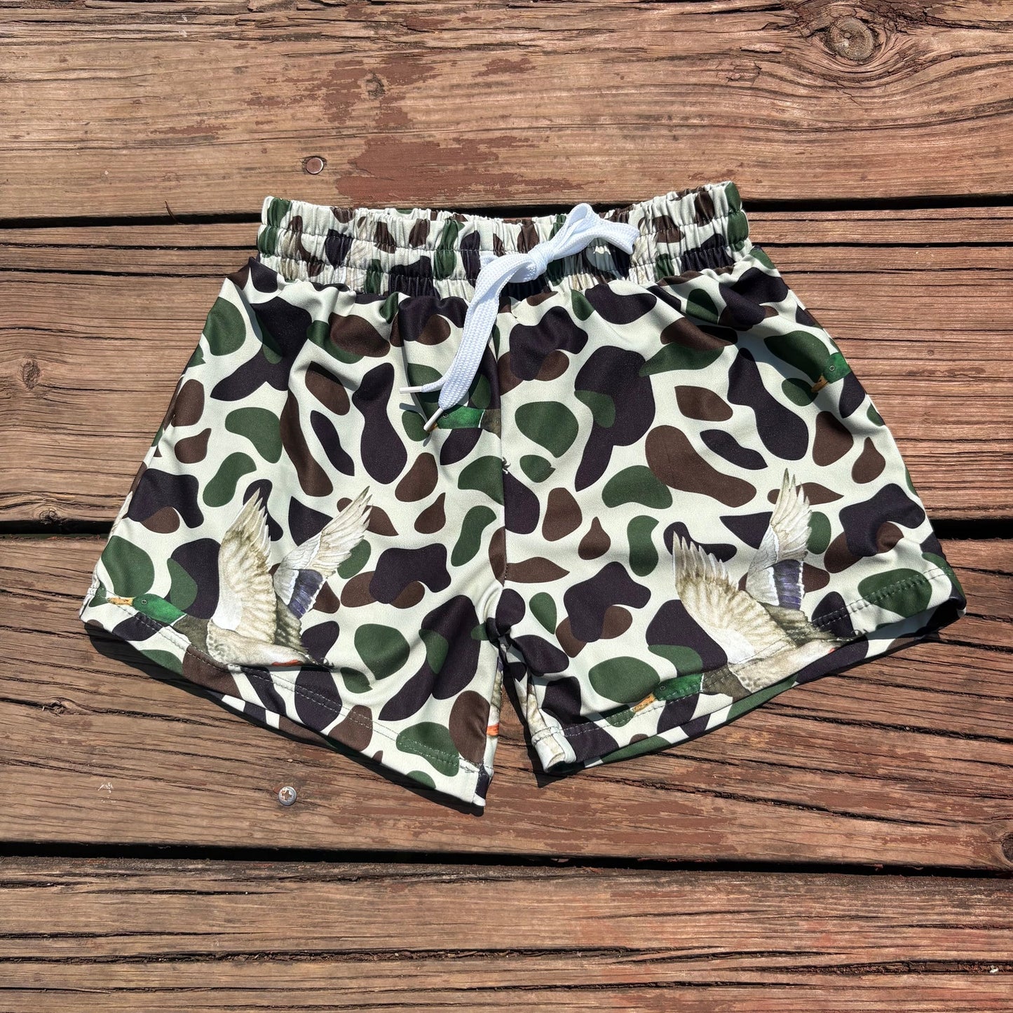 S0469 Baby Boys Green Duck Camouflage Trunks Bottoms Swimsuits