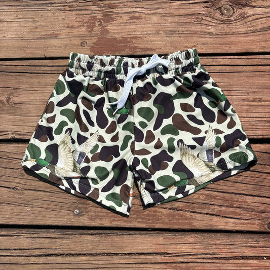 S0469 Baby Boys Green Duck Camouflage Trunks Bottoms Swimsuits