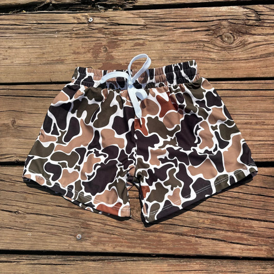 S0479 Baby Boys Brown Camo Trunks Bottoms Swimsuits
