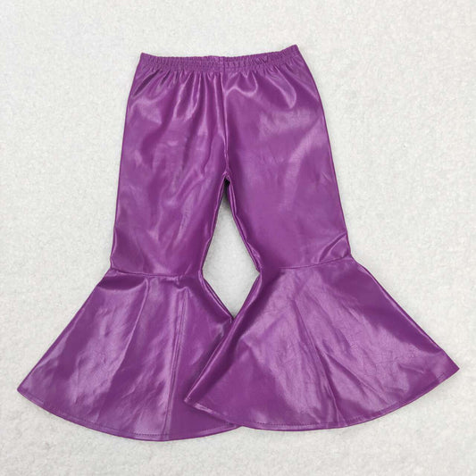 P0419 Purple flared leather pants