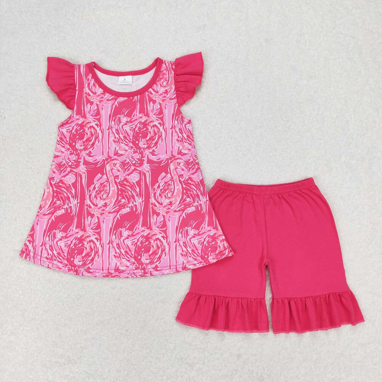 GT0565 Rose red flying sleeve top for girls