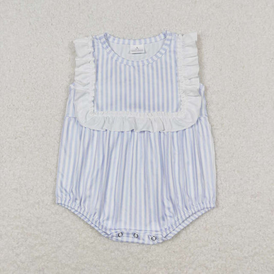 SR1363 Blue and white striped lace vest onesie