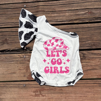 Sibling Baby Girls Western One Shoulder Rompers C8.15