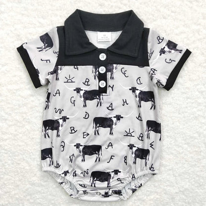 Sibling Baby Boys Western Buttons Short Sleeve Rompers 4.16
