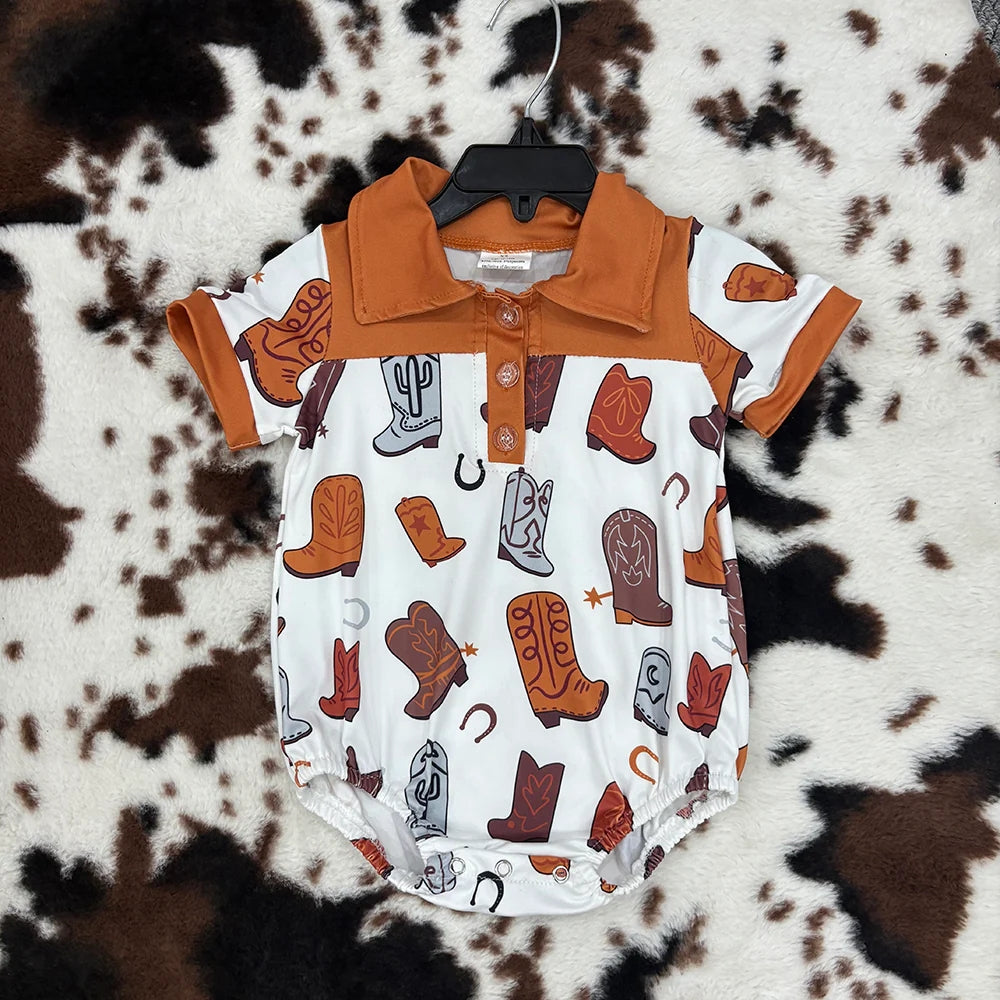 SR0221 Baby Boys Boots Western Romper