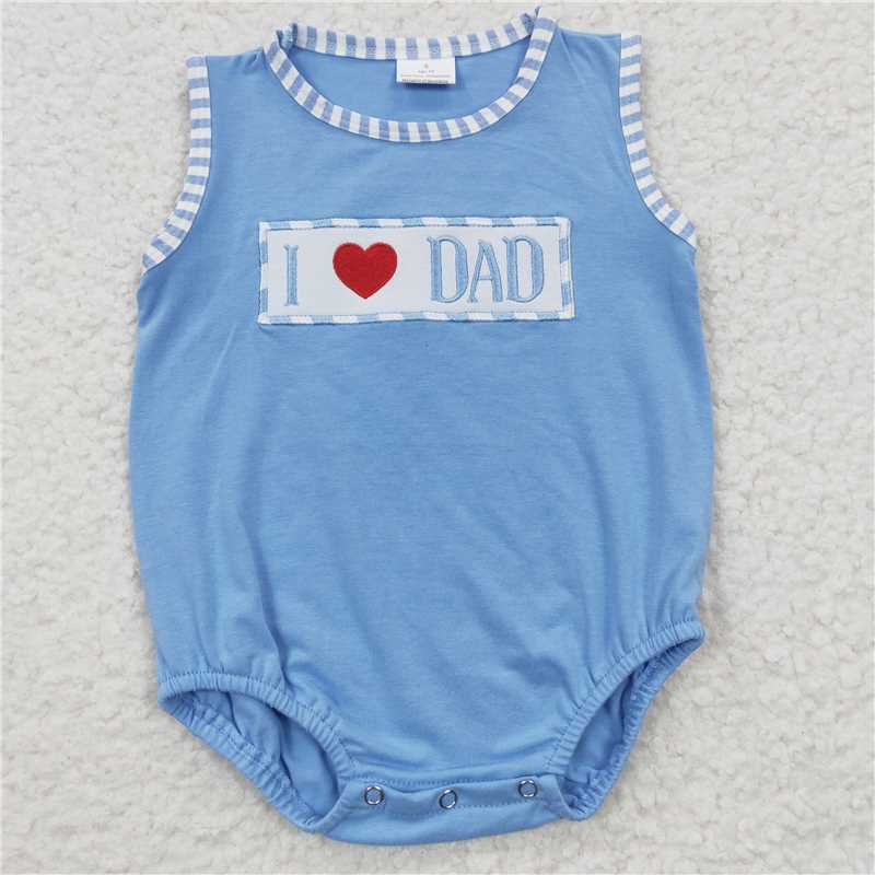 Girls and Boys Embroidered Love DAD Blue Short Sleeve Shorts Set Collection