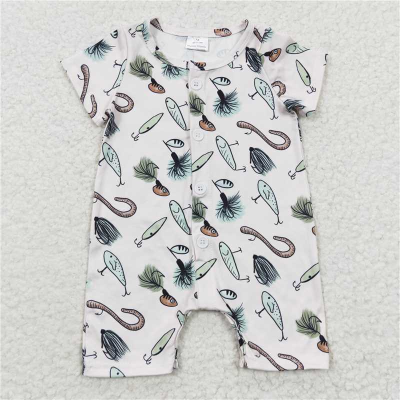 Sibling Baby Boys Hunting Duck Short Sleeve Zip Rompers C8.23