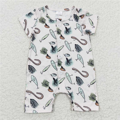 Sibling Baby Boys Hunting Duck Short Sleeve Zip Rompers C8.23
