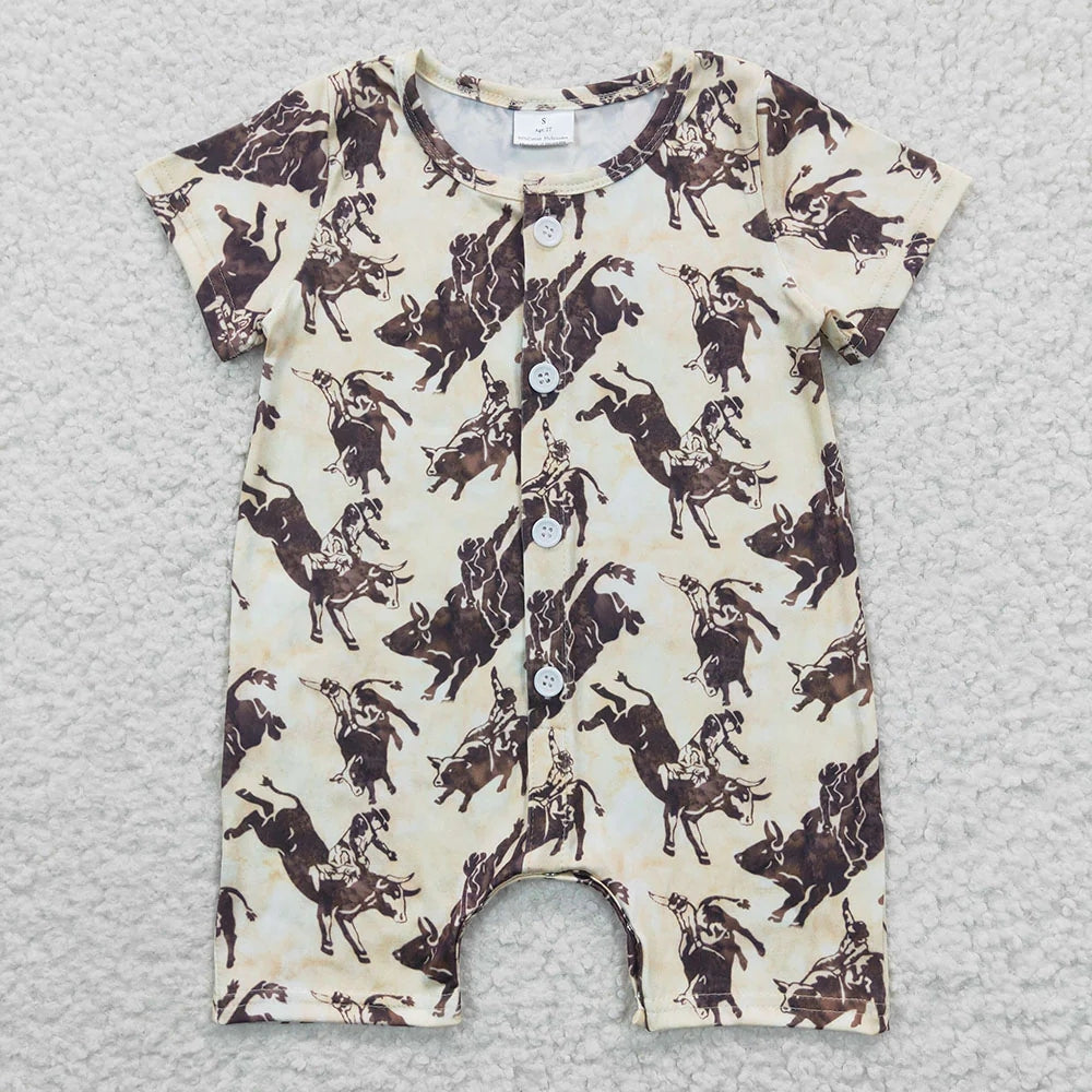 Sibling Baby Boys Western Buttons Summer Rompers 4.16