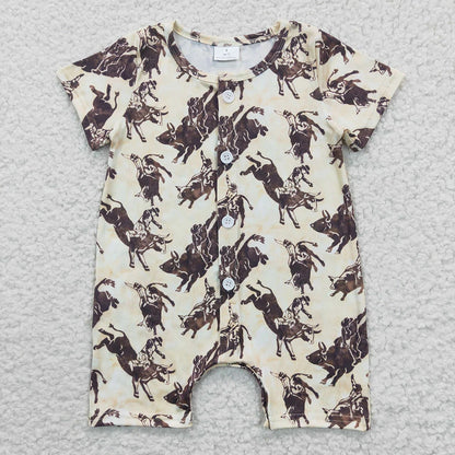 Sibling Baby Boys Western Buttons Summer Rompers 4.16