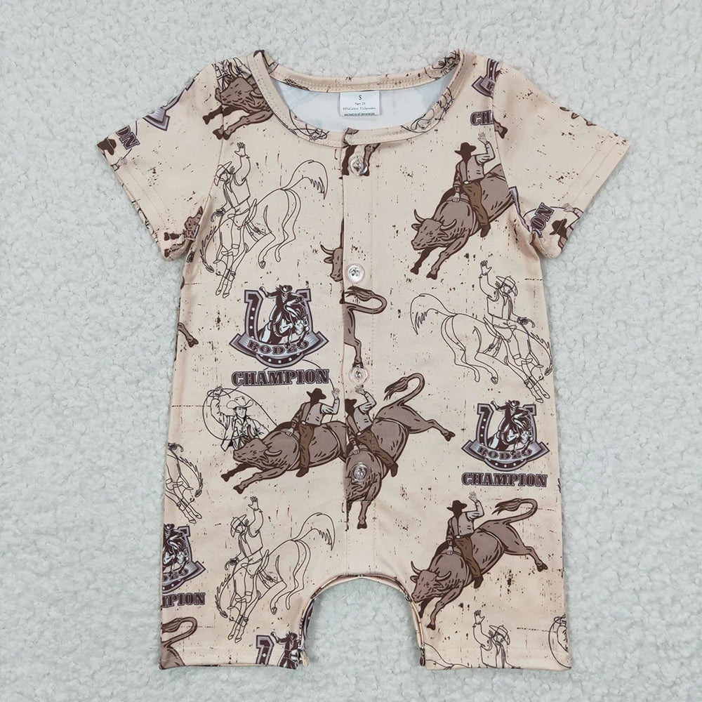 Sibling Baby Boys Western Buttons Summer Rompers 4.16