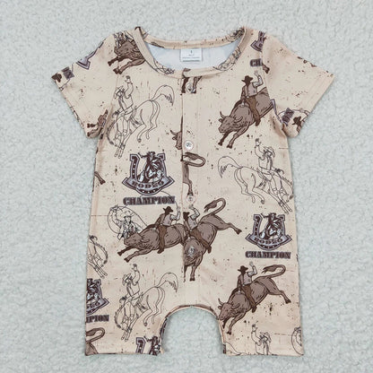Sibling Baby Boys Western Buttons Summer Rompers 4.16