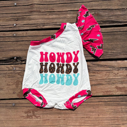 Sibling Baby Girls Western One Shoulder Rompers C8.15