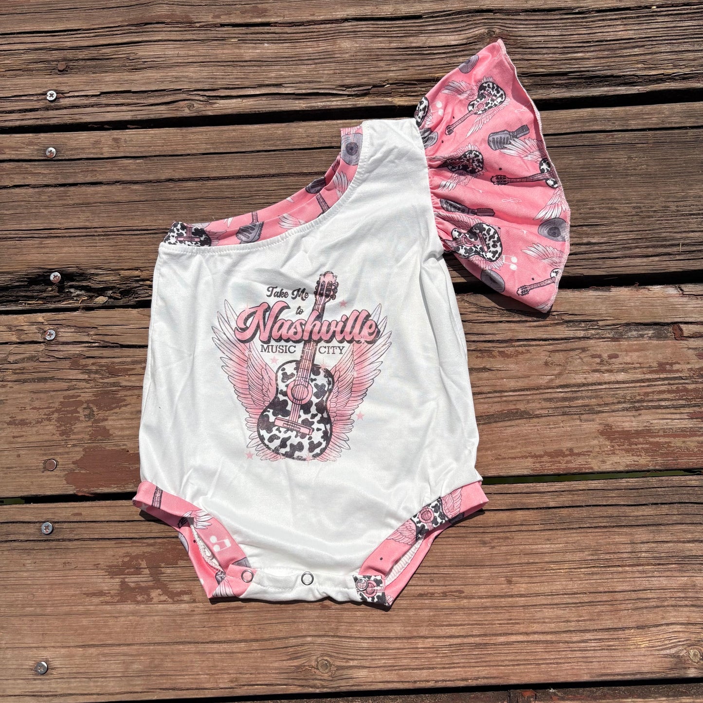 Sibling Baby Girls Western One Shoulder Rompers C8.15