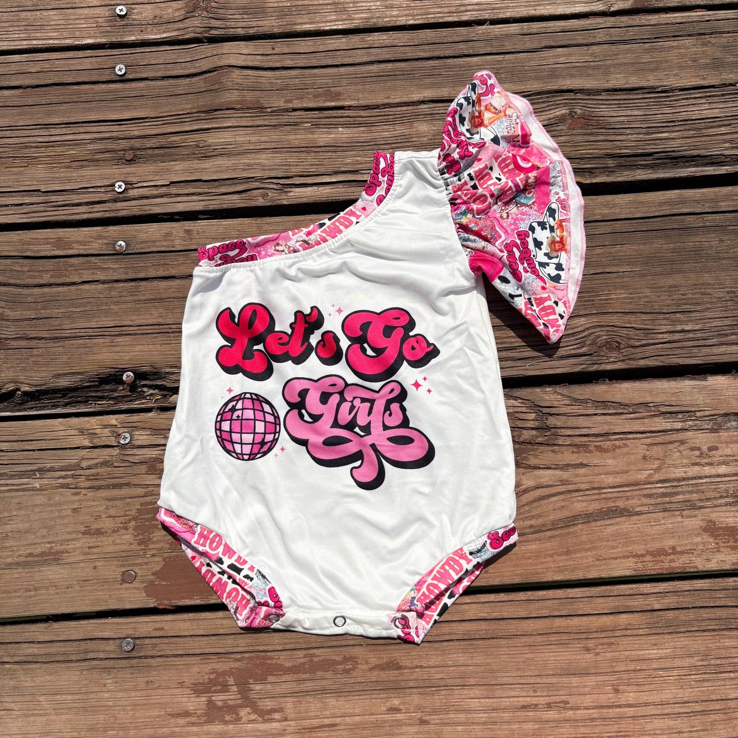 Sibling Baby Girls Western One Shoulder Rompers C8.15