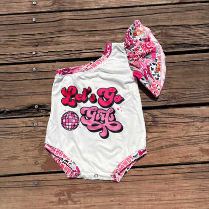 Sibling Baby Girls Western One Shoulder Rompers C8.15