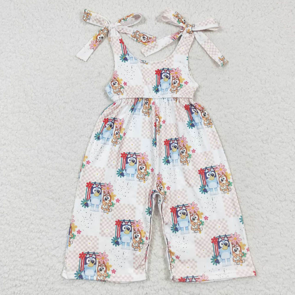 SR0435 cartoon bluey bluey flower plaid white jumpsuit