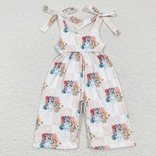 SR0435 cartoon bluey bluey flower plaid white jumpsuit