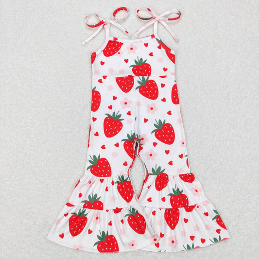 SR0470 Strawberry Love Flower Strap jumpsuit