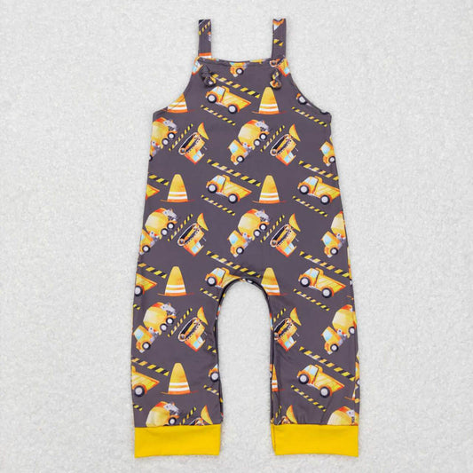 SR0473 Engineering Vehicle Yellow Gray Suspender Jumpsuit