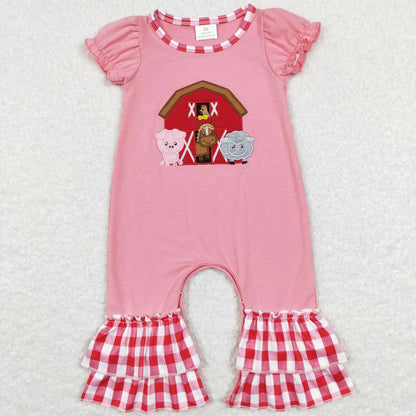 Sibling Baby Girls Embroidery Farm Ruffle Pants Clothes Sets Footie Rompers C10.31