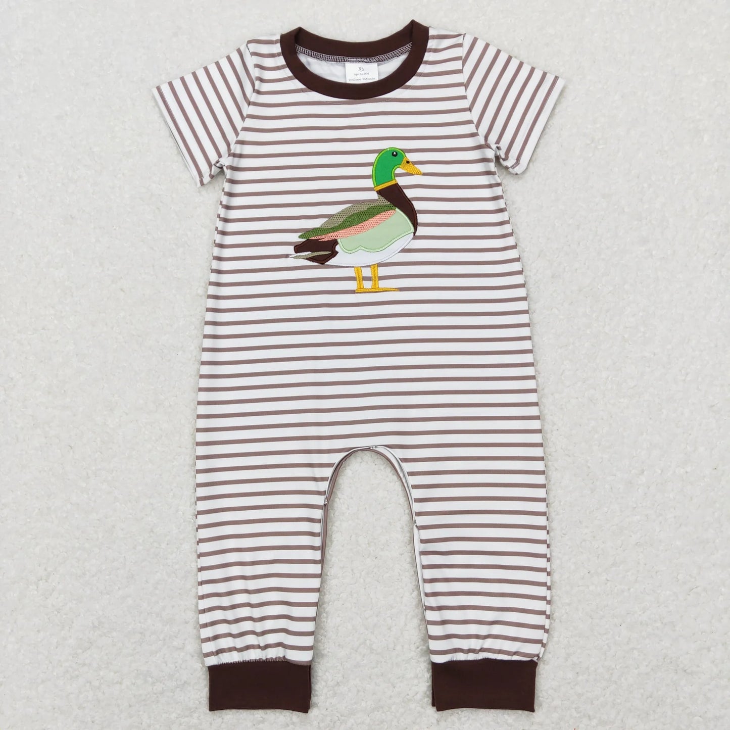 Sibling Baby Boys Girls Embroidery Ducks Stripe Top Hunting Clothes Sets Pant Rompers C11.1