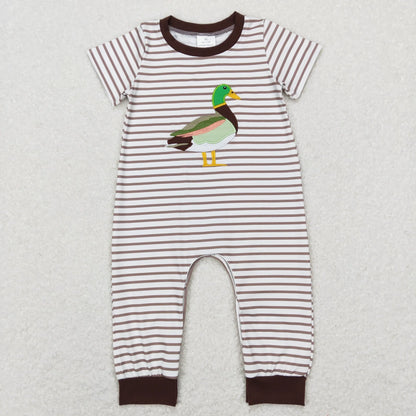 Sibling Baby Boys Girls Embroidery Ducks Stripe Top Hunting Clothes Sets Pant Rompers C11.1