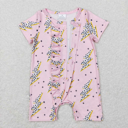 SR0523 Stars Lightning Lace pink short-sleeved onesie