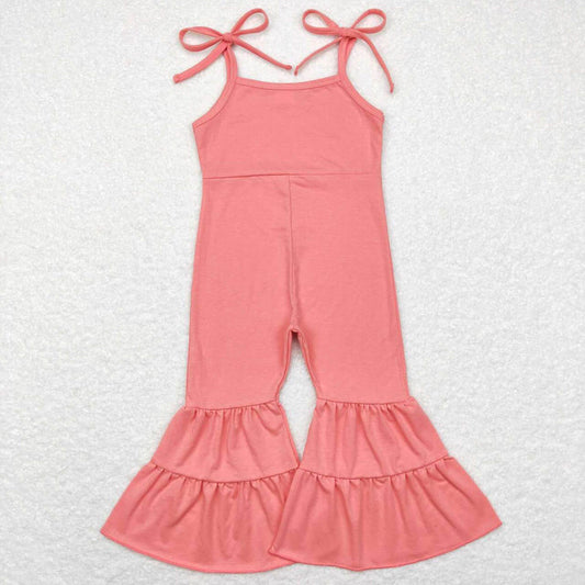 SR0715 Orange Pink Suspender Jumpsuit