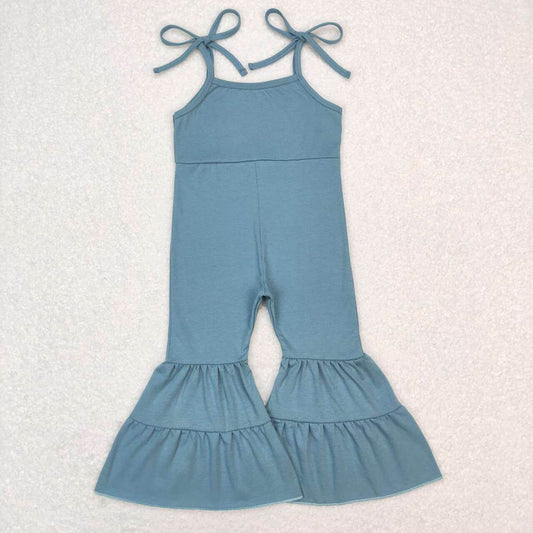SR0717 haze blue suspender jumpsuit