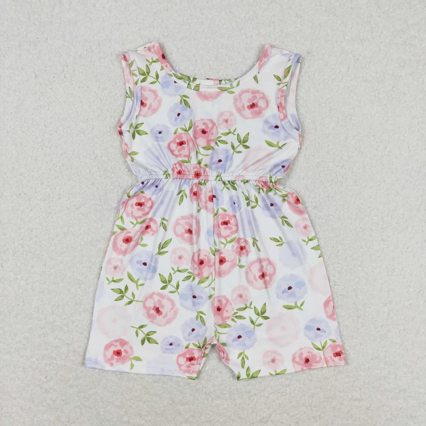 Sibling Baby Girls Sleeveless Flowers Bows Pockets Shorts Jumpsuits C10.27