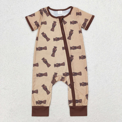 Sibling Baby Infant Boys Western Deer Camo Short Sleeves Bamboo Zipper Footie Rompers C9.15