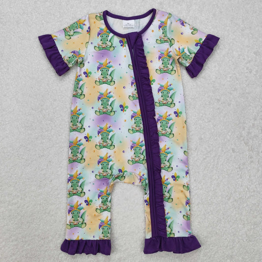 Sibling Baby Kids Anchors Crocodiles Top Pants Mardigras Pajamas Sets Zipper Footie Rompers C9.30