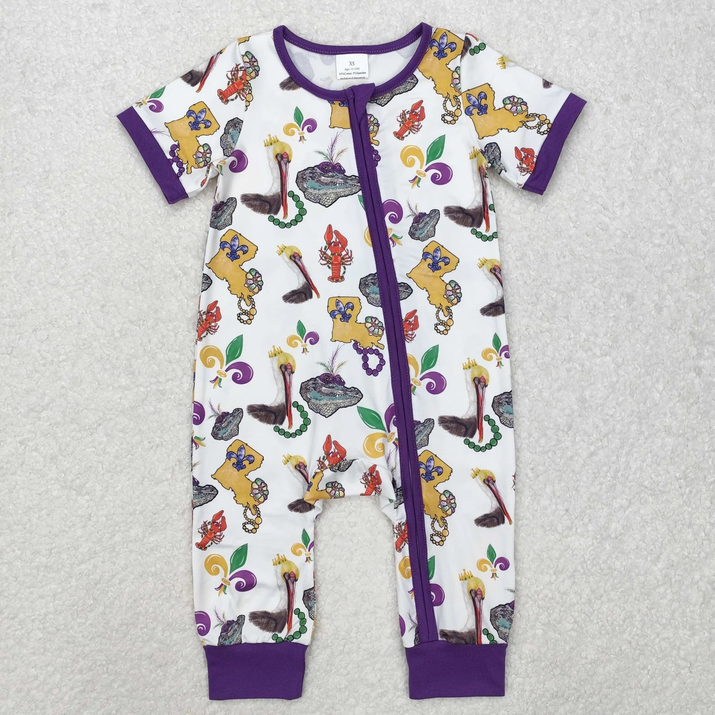 Sibling Baby Kids Anchors Crayfishes Top Pants Mardigras Pajamas Sets Zipper Footie Rompers C9.30