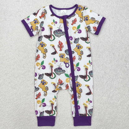 Sibling Baby Kids Anchors Crayfishes Top Pants Mardigras Pajamas Sets Zipper Footie Rompers C9.30