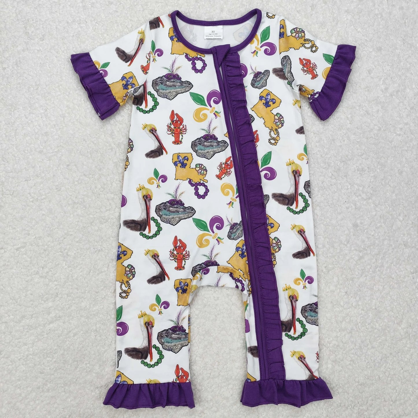 Sibling Baby Kids Anchors Crayfishes Top Pants Mardigras Pajamas Sets Zipper Footie Rompers C9.30