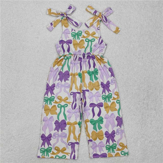 RTS SR2522 Baby Girls Mardi Gras Jumpsuits with Cute Bows Straps Diaper Coveralls for Newborn Photography Outfits Ethnic Style Baby Rompers
